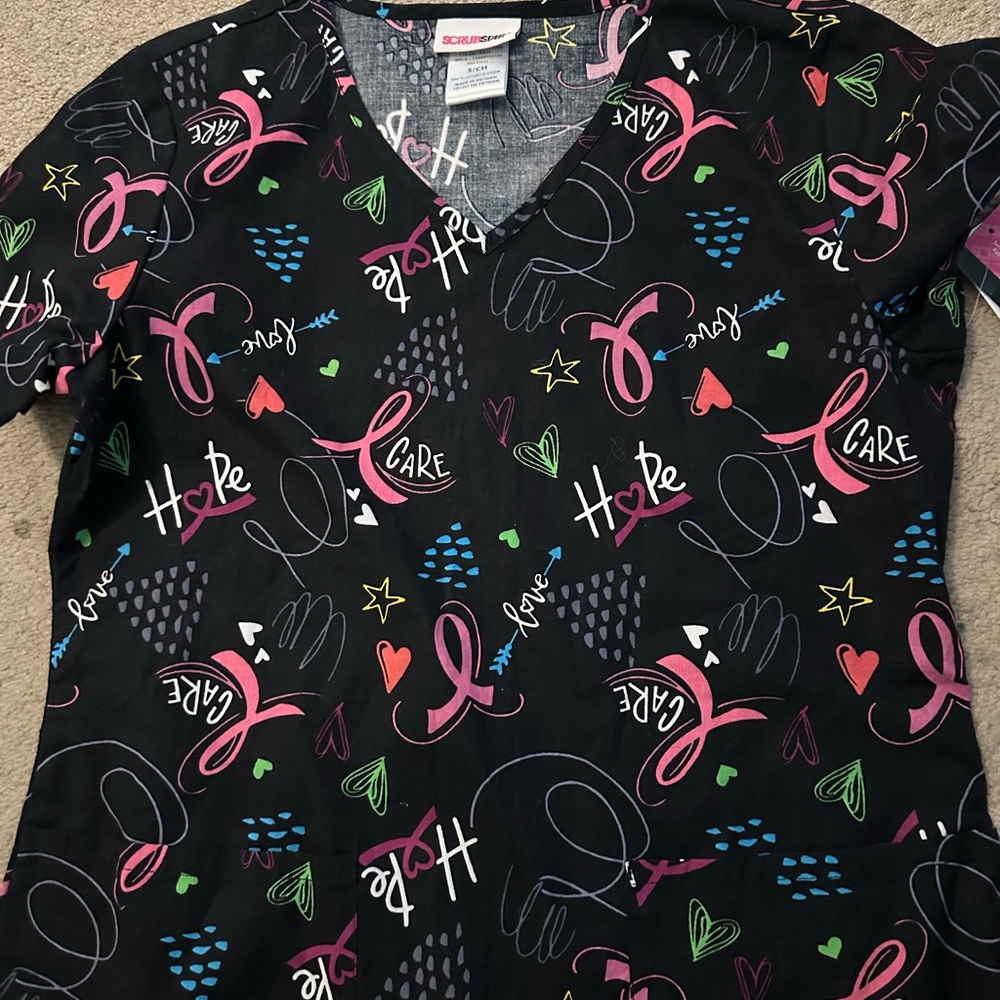 Brand new Breast Cancer Awareness  scrub top size small